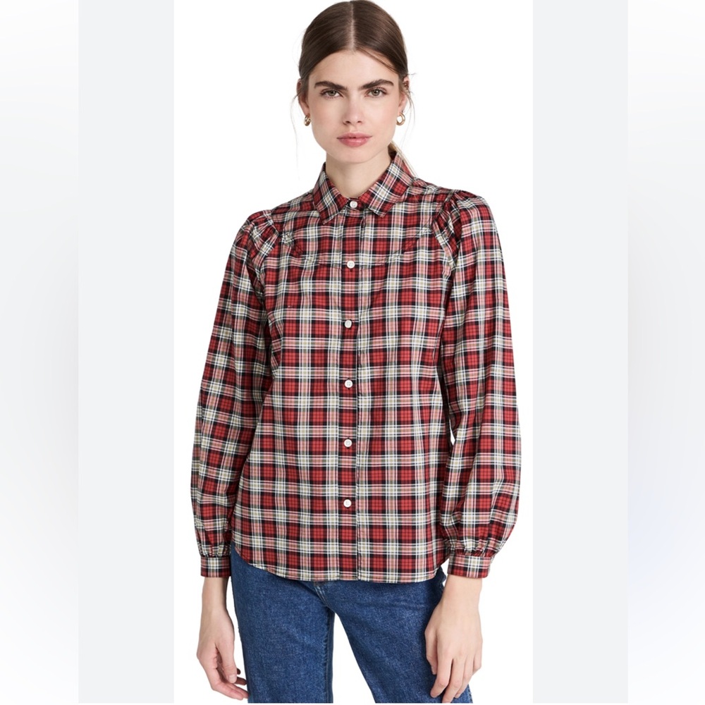 Alex Mill Janelle Blouse in Red Tartan Size XS
